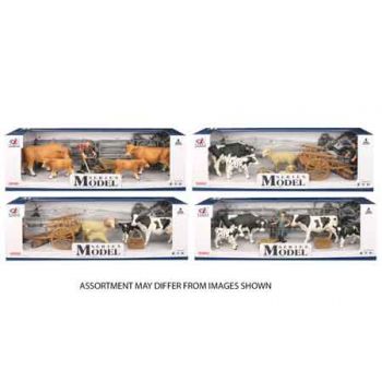 Farm Animals 4 Cows & Sheep with Figure & accessories assorted