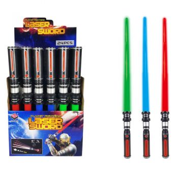 Laser Sword Single Rectractable Lights & Sounds ( ONLY SOLD in Display of 24 )