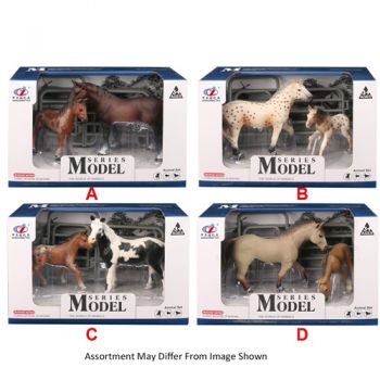 Farm Animals Horse & Foal Set with Accessories assorted