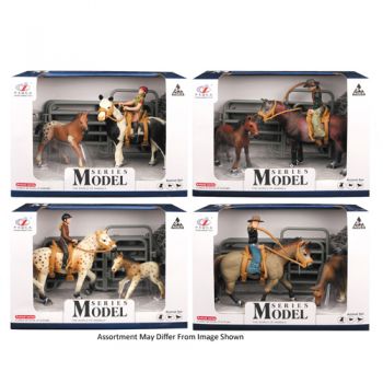 Farm Animals Cowboy w/Horse & Foal Set with Accessories assorted