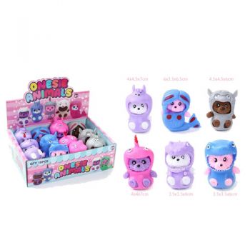 Onesie Animals assorted 6.5cm ( ONLY SOLD in Display of 12 )