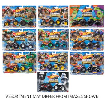 Hot Wheels Monster Trucks 1:64 Demo Doubles 2pk assorted ( ONLY SOLD in Carton of 8 )