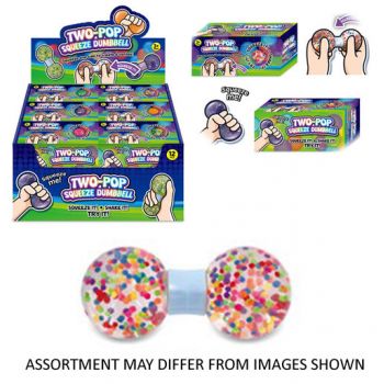 Sqeeze Dumbell 12cm assorted ( ONLY SOLD in Display of 12 )