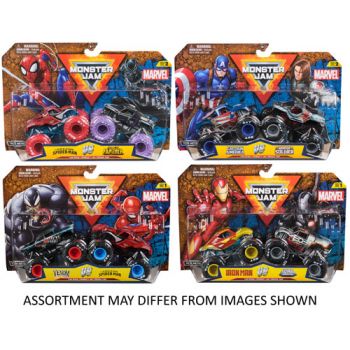 Monster Jam 1:64 Diecast Marvel 2 Pack assorted ( ONLY SOLD in Carton of 2 )