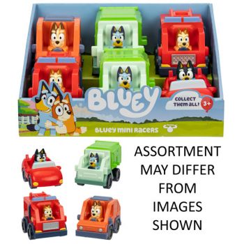 Bluey Mini Racers assorted ( ONLY SOLD in Display of 6 )