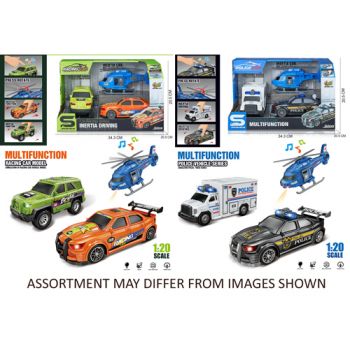 Vehicle 1:20 3Pk Set with Lights & Sounds assorted