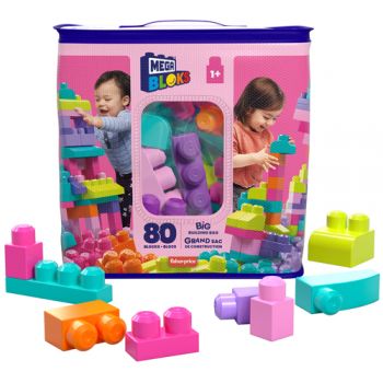 Mega Bloks Building Bag - 80 Blocks PINK