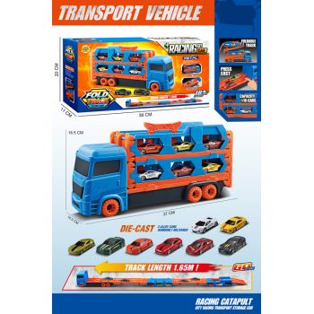 Truck Transporter Carry Case with Fold Out Track 2 Cars