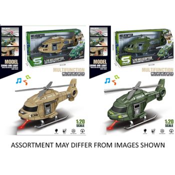 Military Helicopter 1:20 with Lights & Sounds assorted