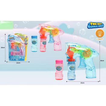 Bubble Gun Light Up with 2pk Solution