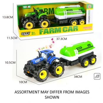 Farm Tractor & Trailer 33cm Friction with Lights & Sounds assorted
