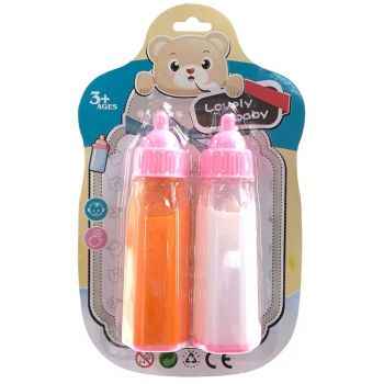 Doll Baby Drink Bottles 2pk Milk & Juice