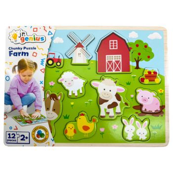 Jr.Genius Chunky Puzzle - Farm 12pce