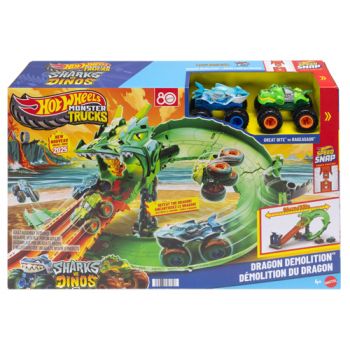 Hot Wheels Monster Trucks Sharks vs. Dinos Dragon Destruction Playset