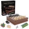 Classic Wooden 10 Game Set in Cabinet