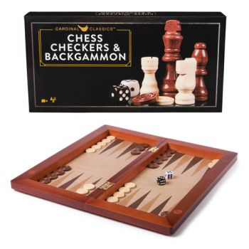 Classic Games Deluxe Backgammon, Chess & Checkers