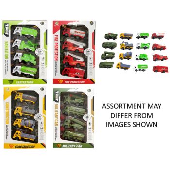 16pc Pull Back Emergency Vehicles assorted
