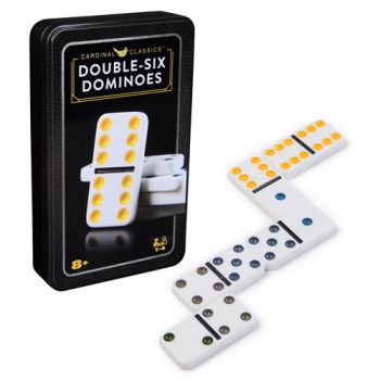 Classic Double 6 Coloured Dominoes in Tin - REFRESH
