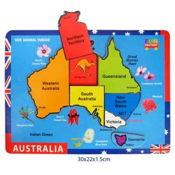 Fun Factory Wooden Puzzle Raised - Australian Map