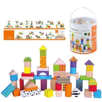 Fun Factory Coloured Wooden Blocks 50pc in Tub
