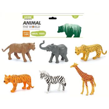 6pce Jungle Animals in Bag