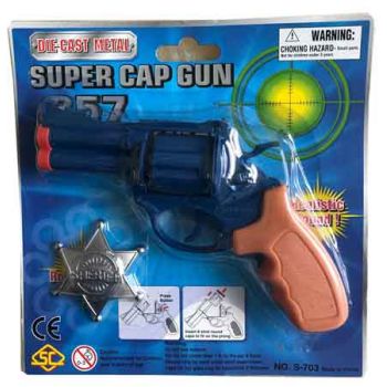 Gun 8 Shot Diecast .357 Magnum Pistol with Sherrif Badge