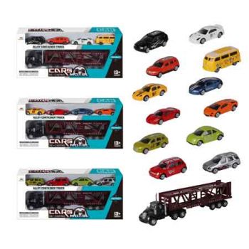 Car Carrier with 4 Diecast Cars assorted ( was RRP $22.99 )