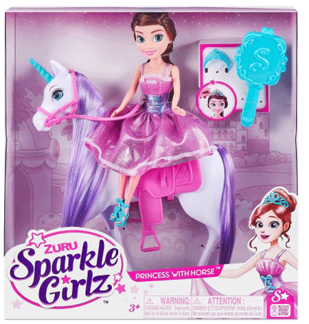 "ZURU Sparkle Girlz 10"" Princess Doll with Unicorn Horse Playset"