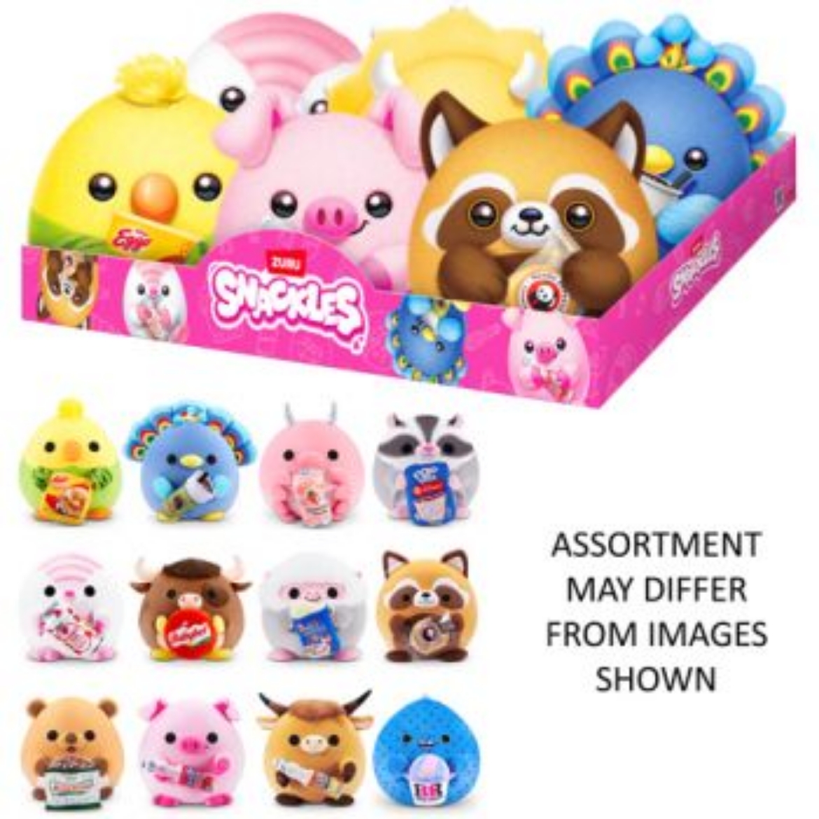 Picture of ZURU Snackles Core Licensed Plush 8" WAVE 3 assorted ( ONLY SOLD in Display of 6 ) ( was RRP $24.99 )