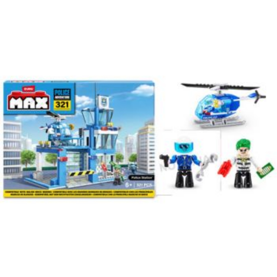 Picture of ZURU MAX Build City Police Station  Playset 321 Bricks ( was RRP $29.99 )