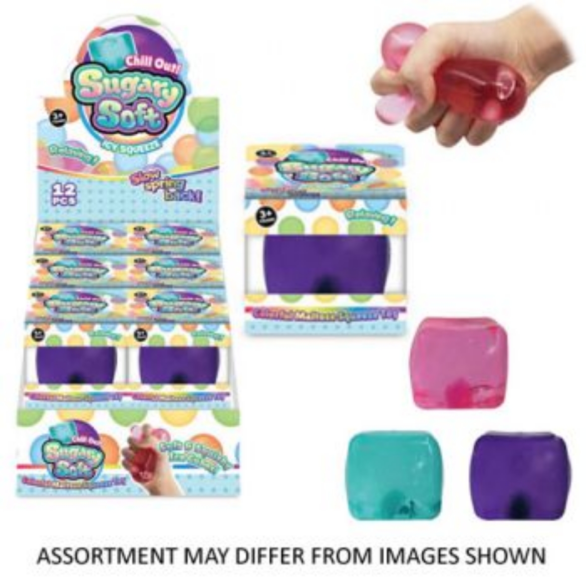 Picture of Squishy Ice Cube 5cm assorted ( ONLY SOLD in Display of 12 )