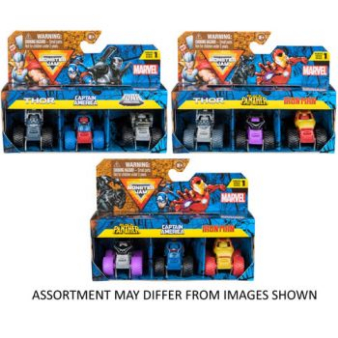 Picture of Monster Jam Mini's Marvel 3 Pack Bundle assorted  ( ONLY SOLD in Carton of 4 )
