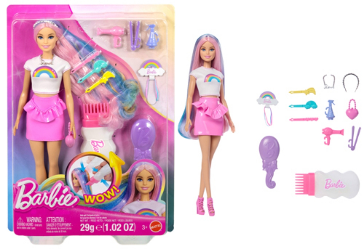 Picture of Barbie Rainbow Sparkle Hair Play 1