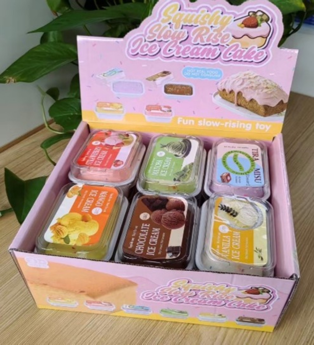 Picture of Squishy Slow Rise Scented Ice Cream Cake in container assorted ( ONLY SOLD in Display of 12 )