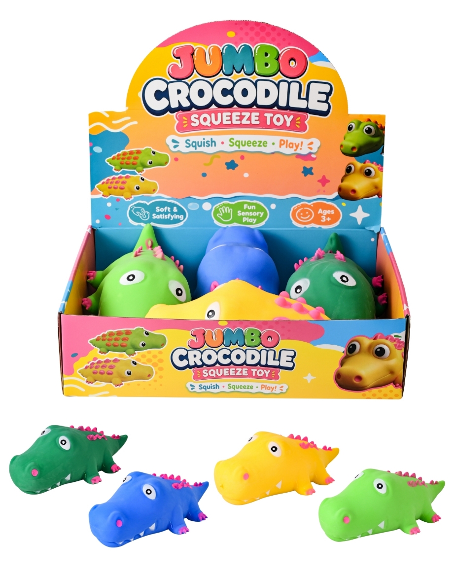 Picture of Squishy Jumbo 35cm Crocodile assorted ( ONLY SOLD in Display of 4 )