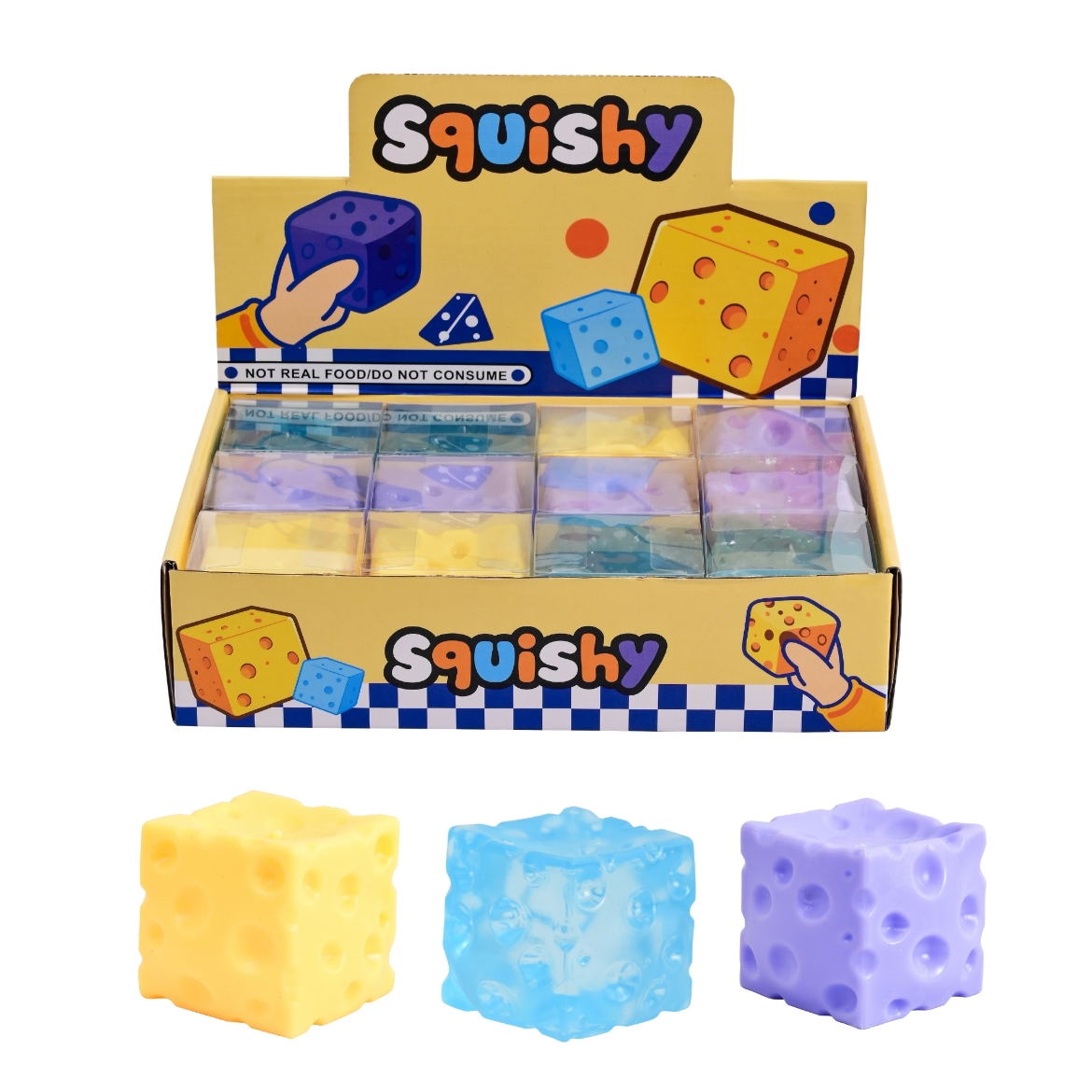 Picture of Squishy Maltose 6cm Cheese Block assorted ( ONLY SOLD in Display of 12 )