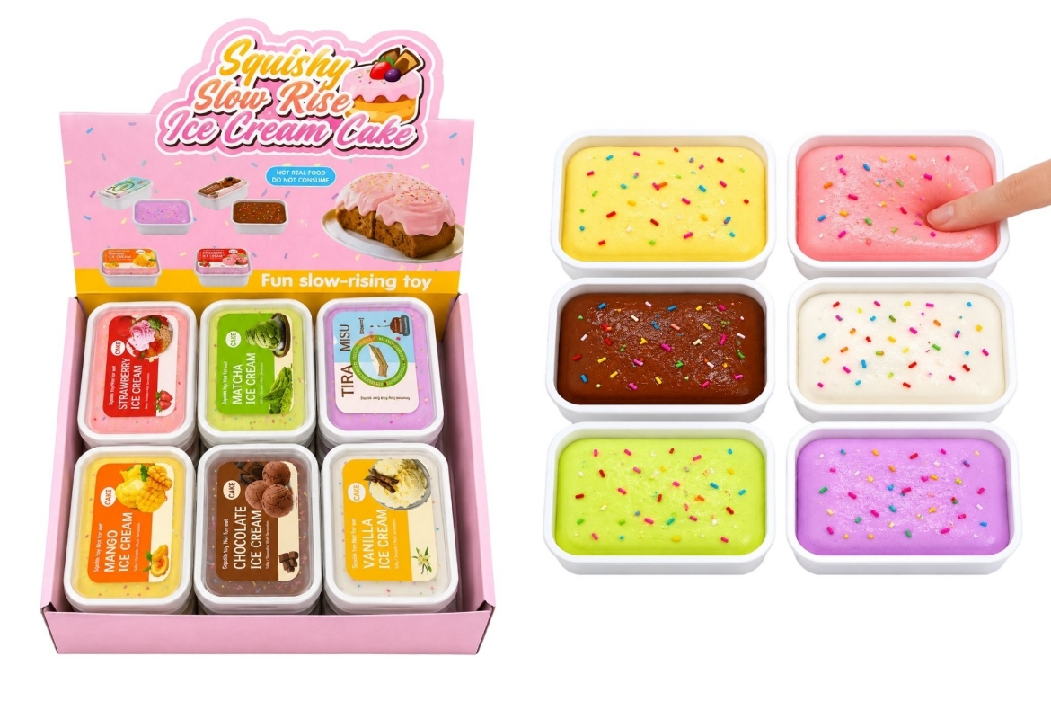 Picture of Squishy Slow Rise Scented Ice Cream Cake in container assorted ( ONLY SOLD in Display of 12 )