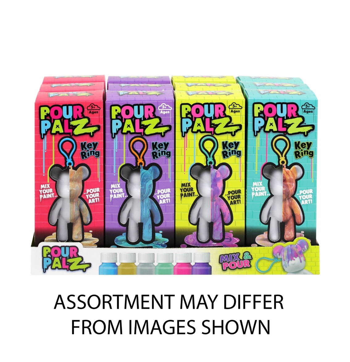Picture of Pour Palz Mini Paint Bear Keychain Wave 2 assorted ( ONLY SOLD in Display of 12 )